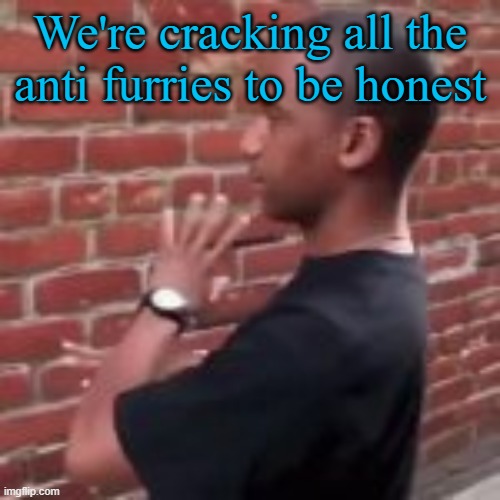 Brickfighter | We're cracking all the anti furries to be honest | image tagged in brickfighter | made w/ Imgflip meme maker