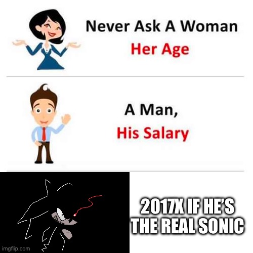 Never ask | 2017x if he’s the real Sonic | image tagged in never ask a,funny memes,memes,funny,sonic the hedgehog,sonic exe | made w/ Imgflip meme maker