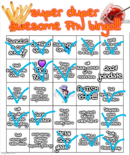 I did the thing | image tagged in autistic idiot bingo | made w/ Imgflip meme maker
