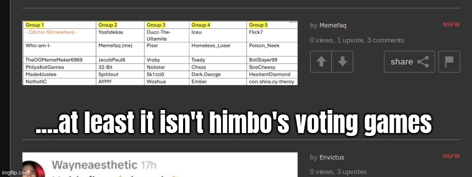 ....at least it isn't himbo's voting games | made w/ Imgflip meme maker