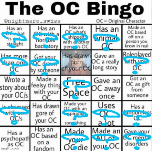 done for fun | image tagged in the oc bingo | made w/ Imgflip meme maker