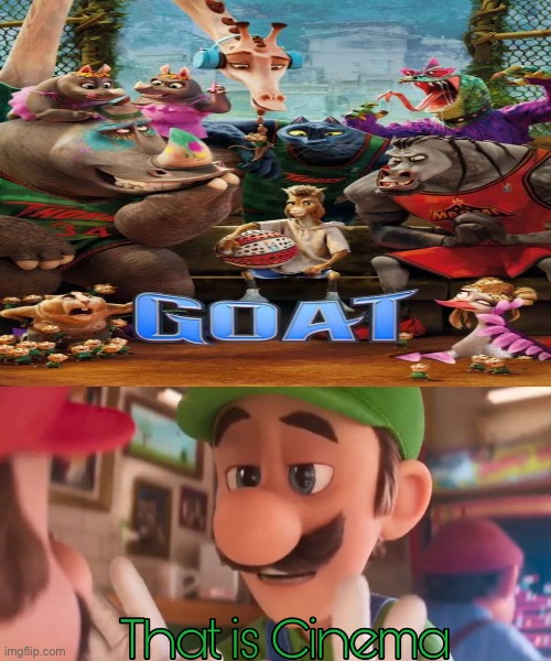 Luigi Calls GOAT (2026) Cinema | image tagged in luigi,super mario,disney,pixar,deviantart,memes | made w/ Imgflip meme maker