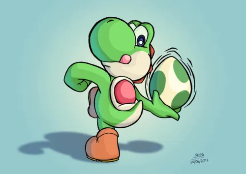 Yoshi Throwing an Egg Blank Meme Template