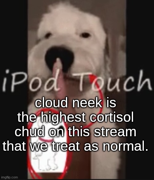 always whining about sum bs | cloud neek is the highest cortisol chud on this stream that we treat as normal. | image tagged in ipod touch | made w/ Imgflip meme maker