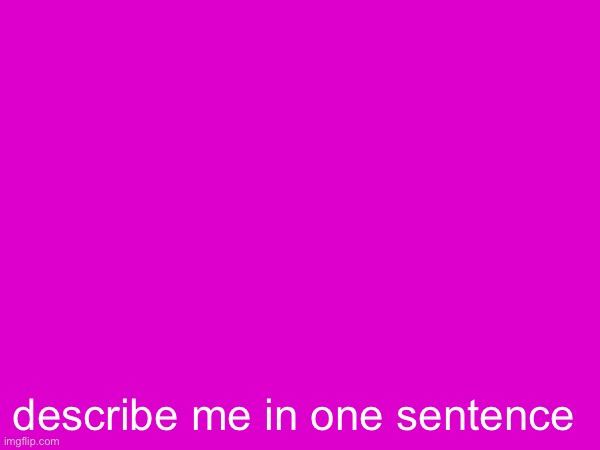 describe me in one sentence | made w/ Imgflip meme maker