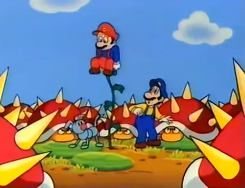 Mario rises above Spiny Blank Meme Template