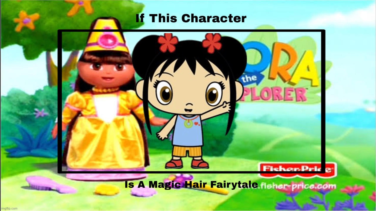 If Kai Lan is a Magic Hair Fairytale | image tagged in if this character is a magic hair fairytale,magic hair fairytale,ni hao kai lan,magic hair,kai lan,fairytale | made w/ Imgflip meme maker