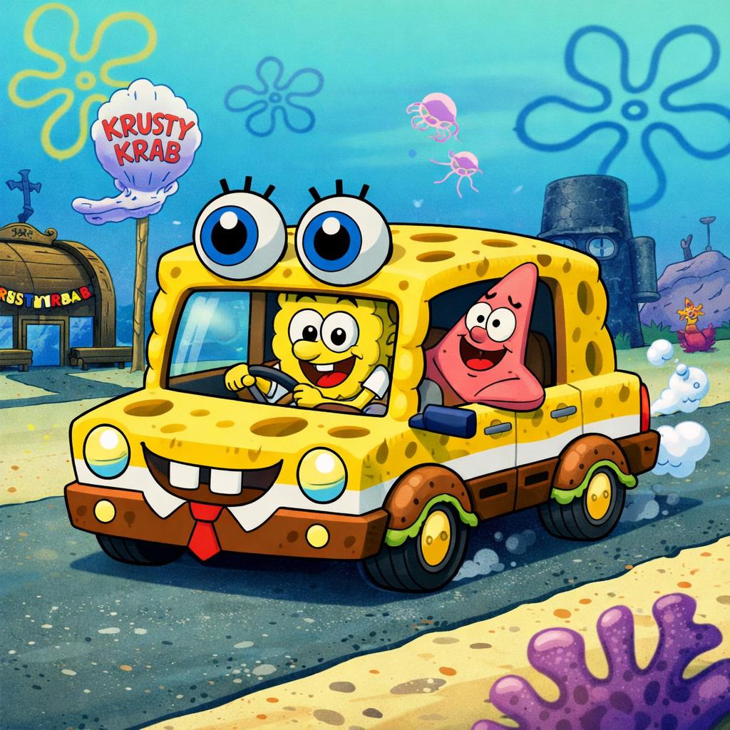 SpongeBob car Blank Meme Template