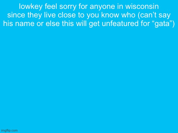lowkey feel sorry for anyone in wisconsin since they live close to you know who (can’t say his name or else this will get unfeatured for “gata”) | made w/ Imgflip meme maker