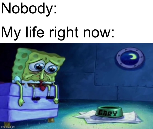 I am literally not in the best mood… | Nobody:; My life right now: | image tagged in sad spongebob,sad,relatable | made w/ Imgflip meme maker