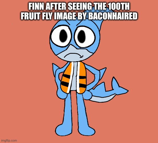 Spamming ai Fruit Fly Images Doesn't Make You Cool | Finn after Seeing the 100th Fruit Fly Image by Baconhaired | image tagged in angry finn,bacon hair,baconhaired,fruit fly,oc,ai slop | made w/ Imgflip meme maker