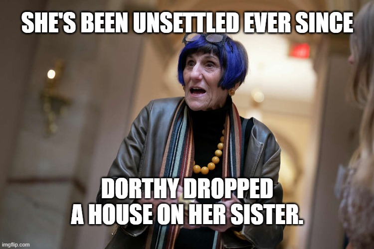 Delauro Witch | She's been unsettled ever since; Dorthy dropped a house on her sister. | image tagged in delauro witch | made w/ Imgflip meme maker