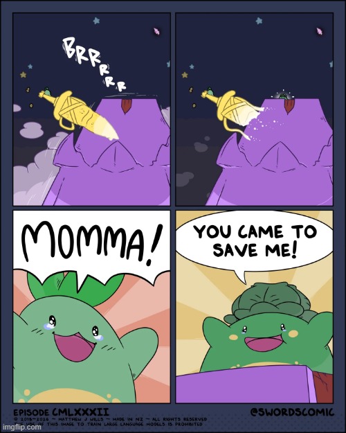 Momma Sprout has been rescued! | image tagged in swords,sprouts,quest,momma,rescue,hero | made w/ Imgflip meme maker