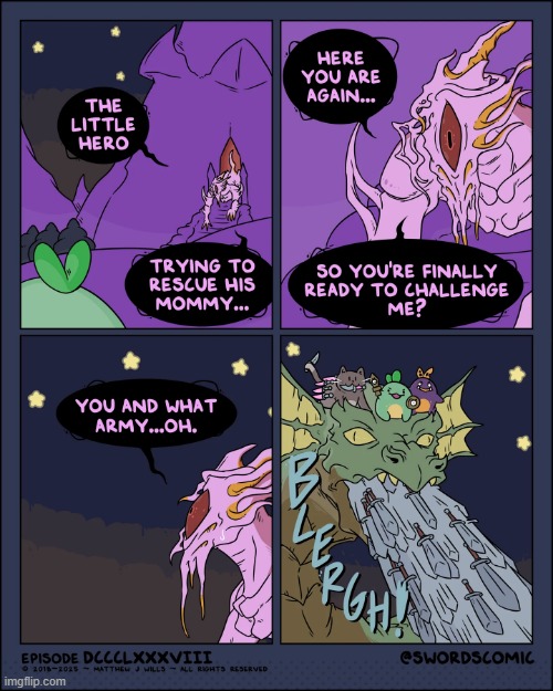 The Final Qwest begins! | image tagged in swords,sprout,quest,eternal,slumber,battle | made w/ Imgflip meme maker