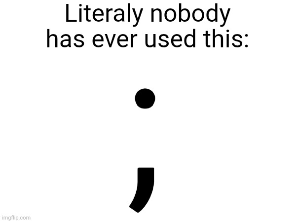 It litaly just takes up keyboard space, even the jucero juice sqeser has more senificance | Literaly nobody has ever used this:; ; | image tagged in relateable,relatable memes,grammer,if you ever feel useless remember this,useless,useless things | made w/ Imgflip meme maker