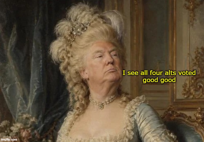 I see all four alts voted
good good | made w/ Imgflip meme maker