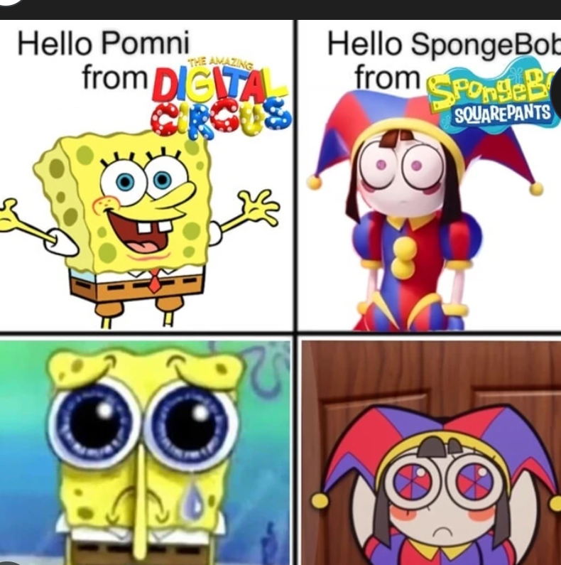 SpongeBob X pomni Blank Meme Template