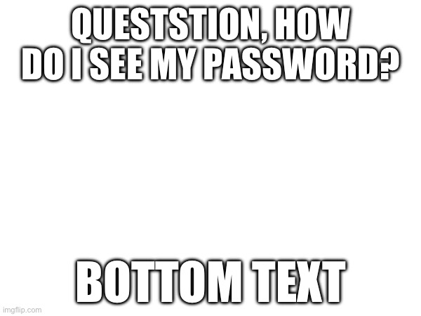 (1/2, - FnJ) | Queststion, how do I see my password? Bottom text | made w/ Imgflip meme maker