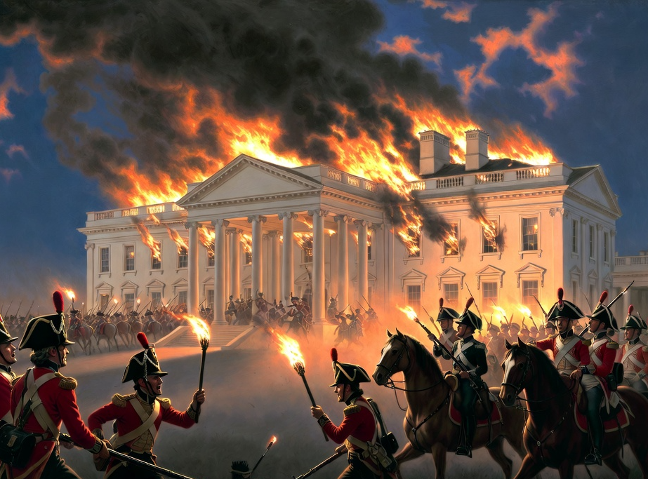 British troops burning White House 1815 Blank Meme Template