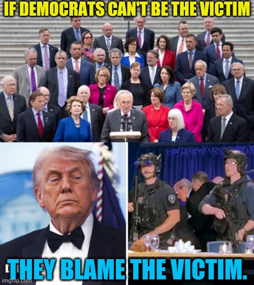 Democrat Derangement | If Democrats can't be the victim; They blame the victim. | image tagged in memes,politics,democrat party,can't stop,playing,victims | made w/ Imgflip meme maker