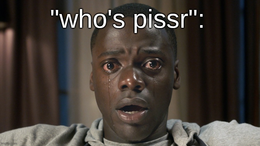 are we serious | "who's pissr": | image tagged in mi cara despues | made w/ Imgflip meme maker