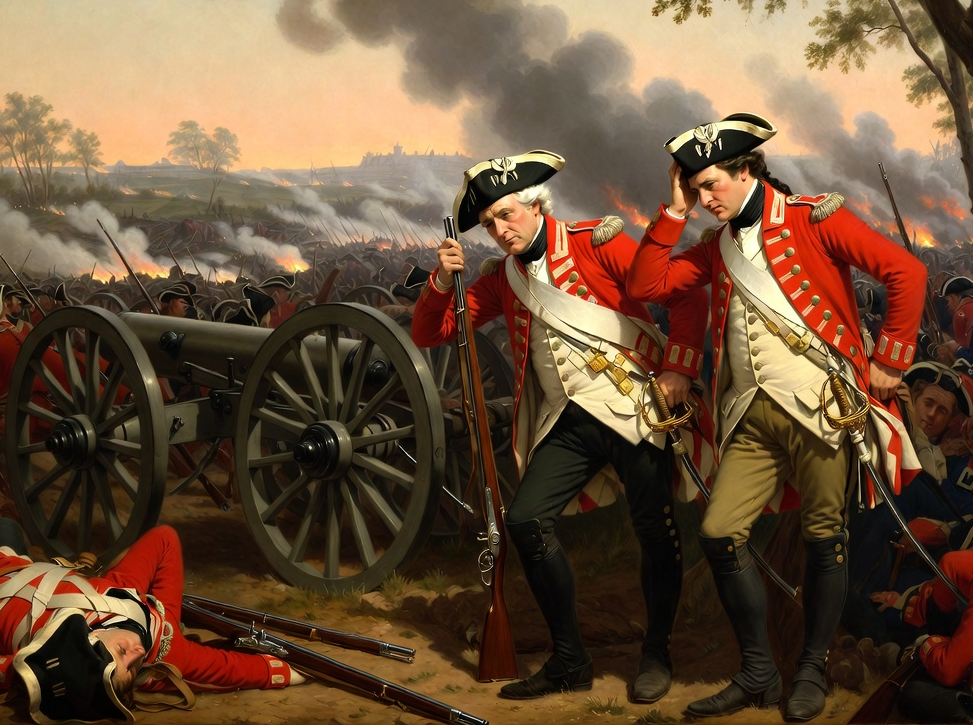 British Army officers at French-Indian War battle Blank Meme Template