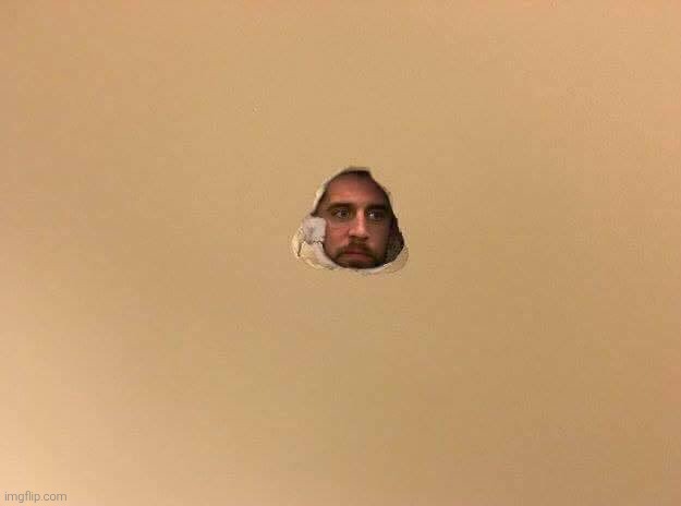 arron rodgers hole in wall | image tagged in arron rodgers hole in wall | made w/ Imgflip meme maker