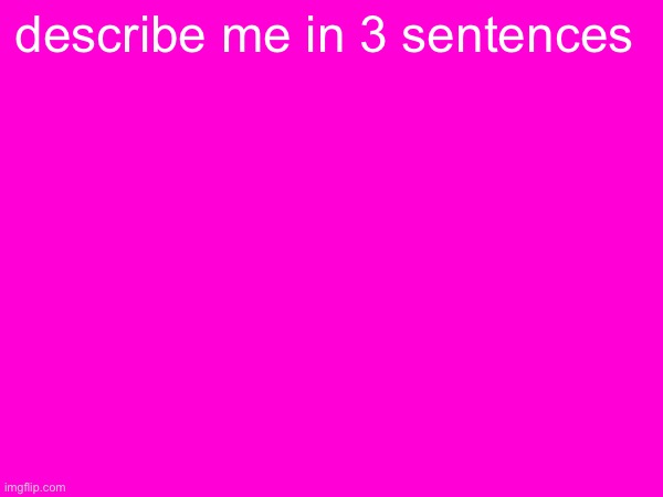 describe me in 3 sentences | made w/ Imgflip meme maker