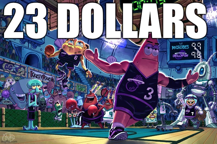 only true sports fans will get this | 23 dollars | image tagged in patrick dunk meme | made w/ Imgflip meme maker