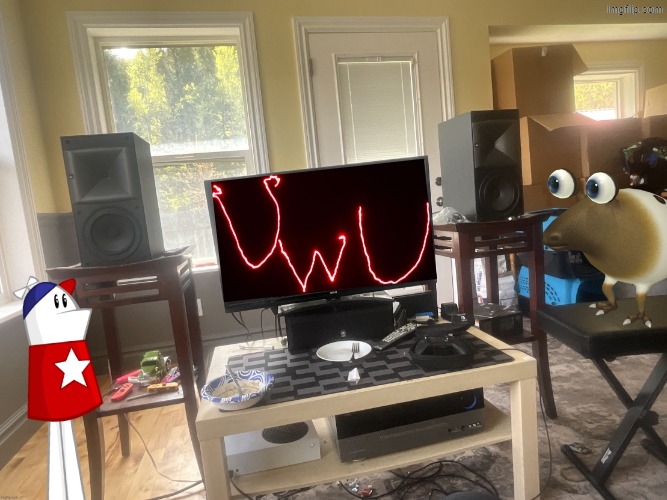 I Edited UwU Onto a Picture of botslayer99’s Television | image tagged in memes,uwu,television | made w/ Imgflip meme maker