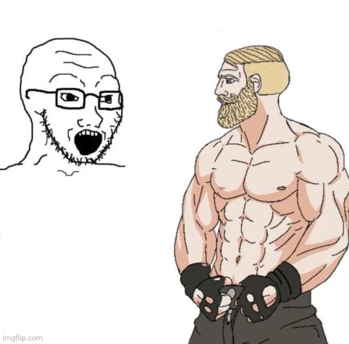 Soyjack vs Muscular Chad Blank Meme Template
