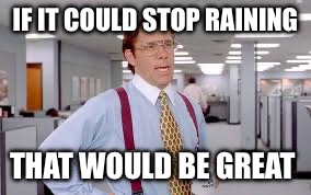 Raining | If it could stop raining; That would be great | image tagged in lumberg office space | made w/ Imgflip meme maker