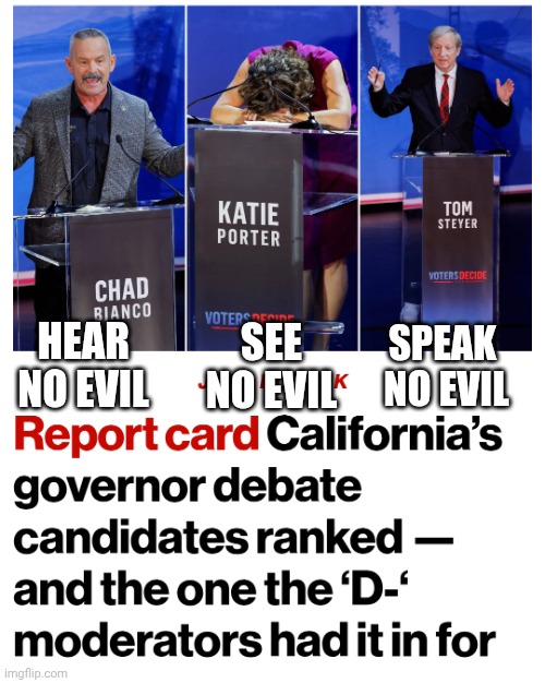 Trifecta of Idiots | Speak 
No evil; See
No evil; Hear
No evil | image tagged in losers league,liberals,democratic socialism,marxism,leftists,california | made w/ Imgflip meme maker
