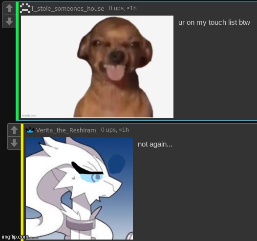 i'm not going through this again | image tagged in touching,please no | made w/ Imgflip meme maker