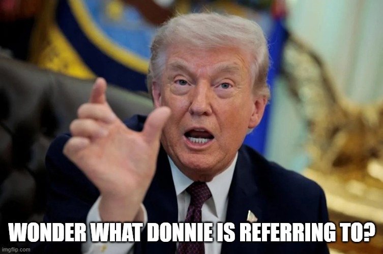 Donnie Measures | wonder what donnie is referring to? | image tagged in politics,trump | made w/ Imgflip meme maker