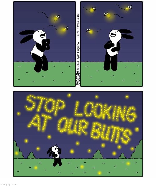Buni Comics | image tagged in comics,buni comics,nighttime,fireflies,happy,message | made w/ Imgflip meme maker