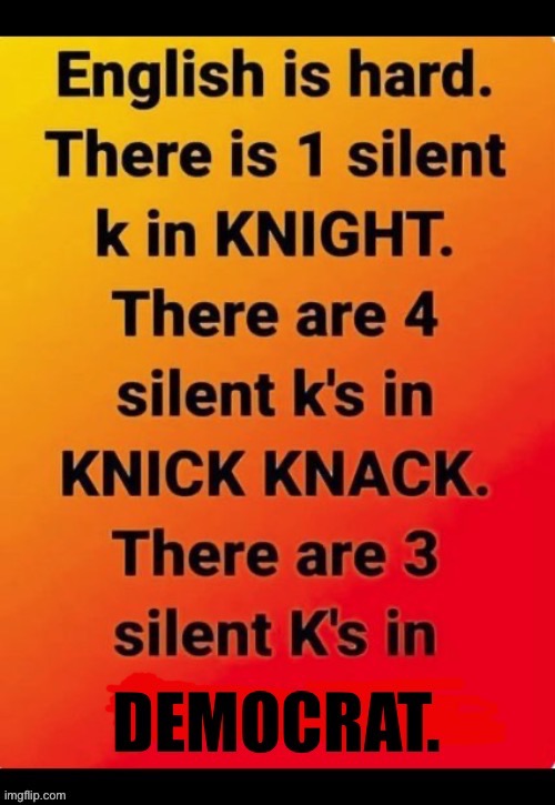 The SPLC would (secretly) approve | image tagged in political meme,english is hard,silent k,kkk,democrats,the real bigots | made w/ Imgflip meme maker