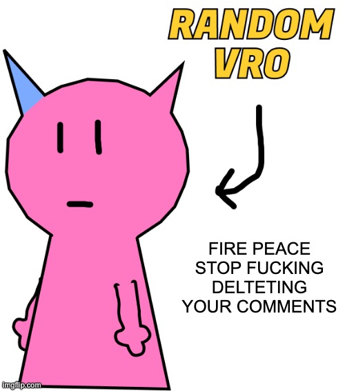 RANDOM VRO | FIRE PEACE STOP FUCKING DELTETING YOUR COMMENTS | image tagged in random vro | made w/ Imgflip meme maker