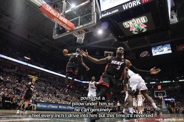 lebron dunk | pov: I put a pillow under him so he can genuinely feel every inch I drive into him but this time it's reversed | image tagged in lebron dunk | made w/ Imgflip meme maker