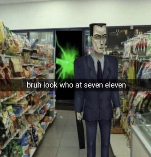 image tagged in g-man,half life,shitpost,7 eleven | made w/ Imgflip meme maker