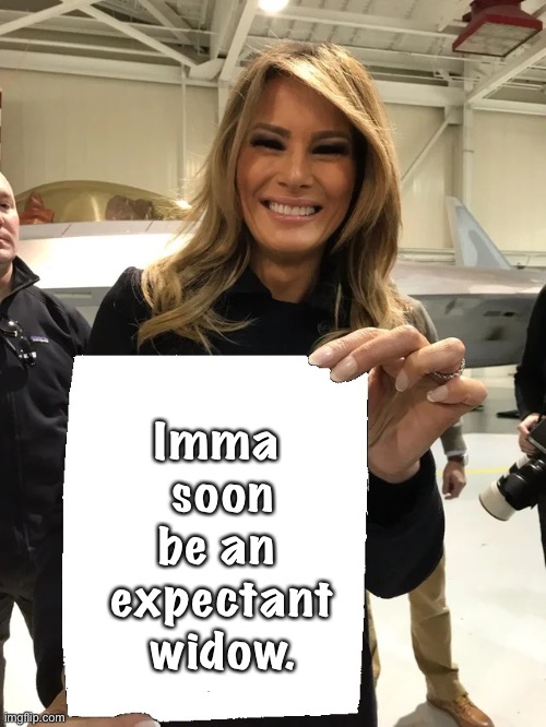 Melania looks to the future. | Imma 
soon be an 
expectant widow. | image tagged in melania trump blank sheet | made w/ Imgflip meme maker