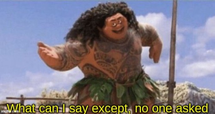What can I say except, no one asked | image tagged in what can i say except no one asked | made w/ Imgflip meme maker