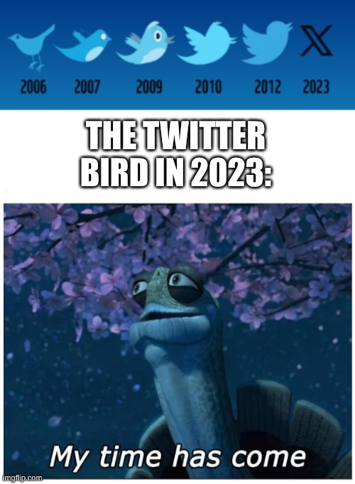 RIP Twitter bird | the twitter Bird in 2023: | image tagged in my time has come,twitter,bird,memes | made w/ Imgflip meme maker