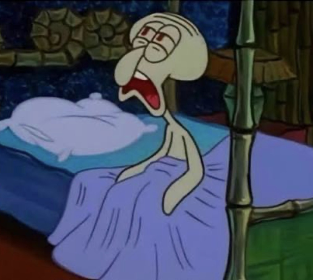 Squidward in bed Blank Meme Template