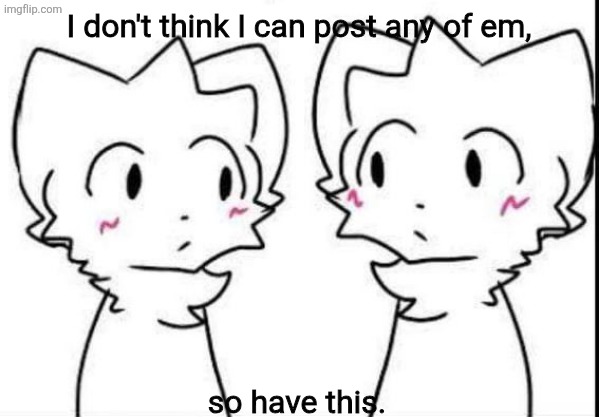 I don't think I can post any of em, so have this. | made w/ Imgflip meme maker