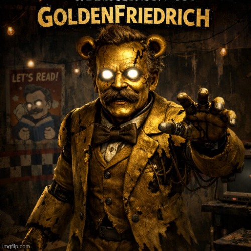 night 5 in five nights at friedrichs is a fuckin BITCH | image tagged in goldenfriedrich from five nights at friedrich's | made w/ Imgflip meme maker