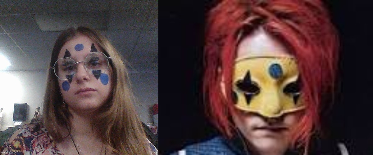 got my face painted like the party poison mask | made w/ Imgflip meme maker