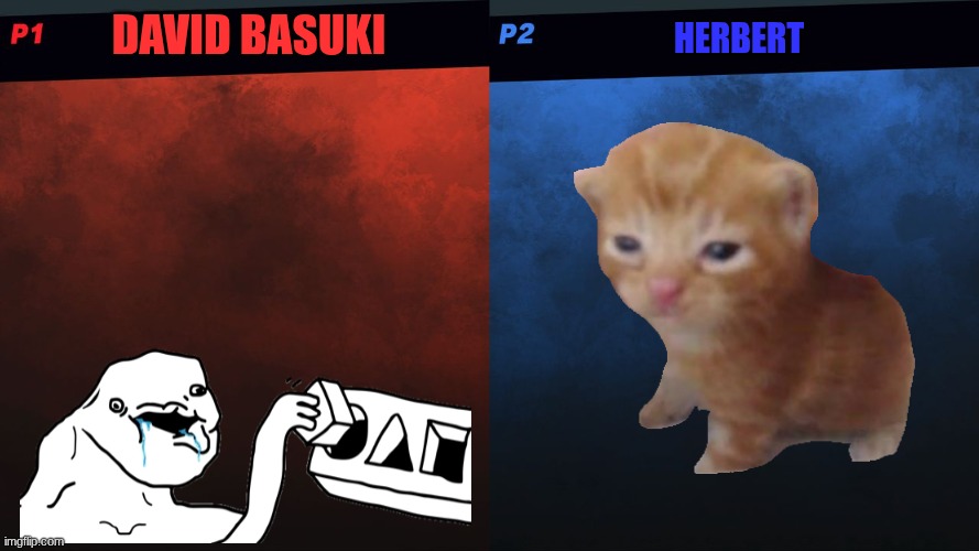 Smash Bros 1v1 Screen template | David basuki; herbert | image tagged in smash bros 1v1 screen template,herbert | made w/ Imgflip meme maker