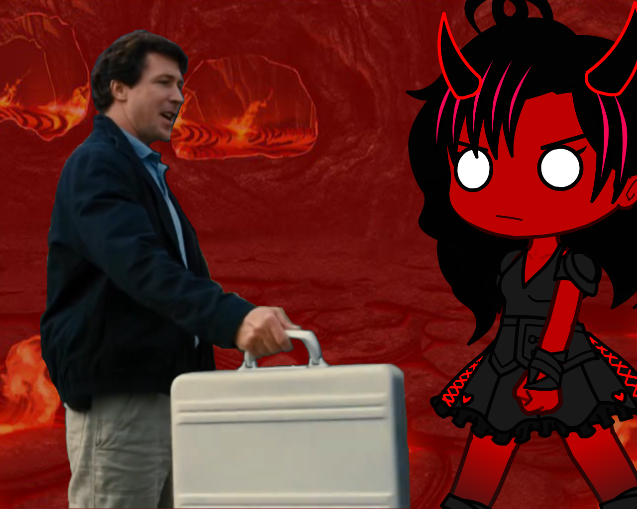 Devil Girl And The CIA Guy Blank Meme Template
