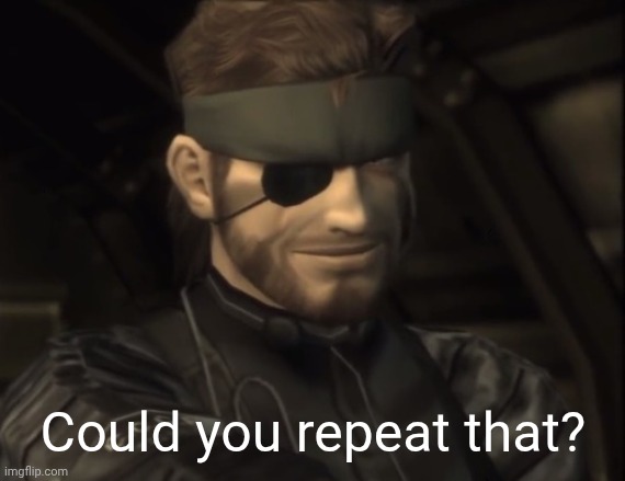 Big Boss | Could you repeat that? | image tagged in big boss | made w/ Imgflip meme maker